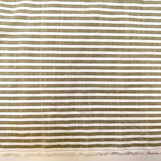 Growing Confidence - Natural Blend Woven - Light White/Green Stripes - 3.1M Bundle - True Deadstock fabric Fabric by private - Sustainable Textile | FABCYCLE