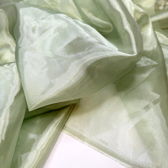 Guest List - Organza Polyester Blend Woven - Light Green - 2M Bundle - True Deadstock fabric Fabric by private - Sustainable Textile | FABCYCLE