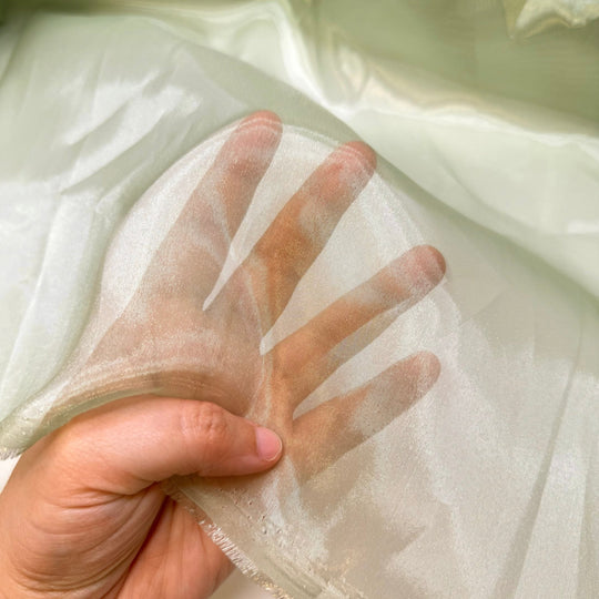 Guest List - Organza Polyester Blend Woven - Light Green - 2M Bundle - True Deadstock fabric Fabric by private - Sustainable Textile | FABCYCLE