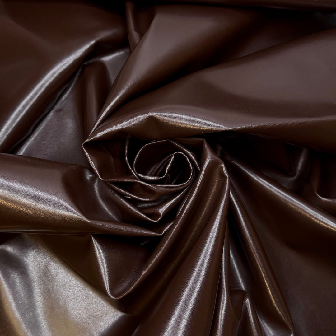 Happiness In A Handbag - Waterproof Vinyl PVC Woven - Brown - Bundles - True Deadstock fabric Fabric by private - Sustainable Textile | FABCYCLE