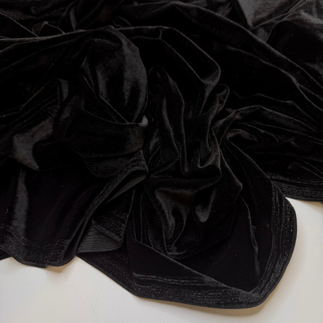 Happy New Year 1987 - Knitted Velour Polyester Blend Knit - Black - 2M Bundle - True Deadstock fabric Fabric by private - Sustainable Textile | FABCYCLE