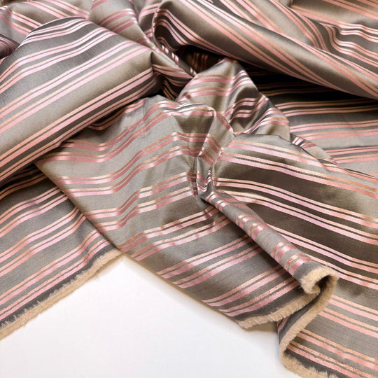 Hard Candy - Polyester Blend Woven - Grey/Pink Stripes - 1M Bundle - True Deadstock fabric Fabric by private - Sustainable Textile | FABCYCLE