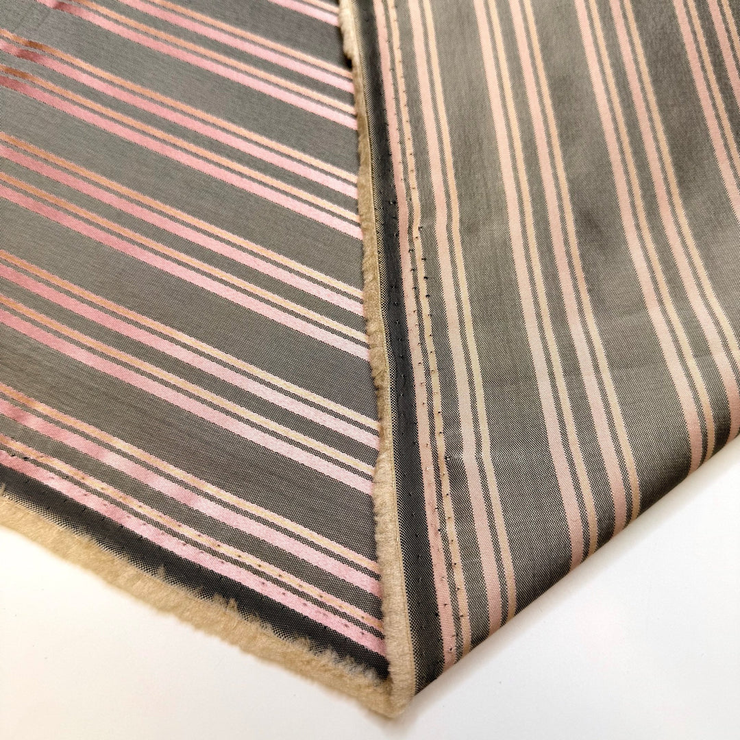 Hard Candy - Polyester Blend Woven - Grey/Pink Stripes - 1M Bundle - True Deadstock fabric Fabric by private - Sustainable Textile | FABCYCLE
