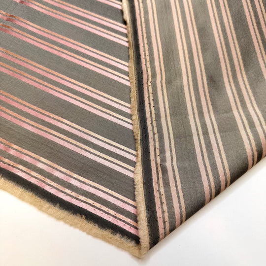 Hard Candy - Polyester Blend Woven - Grey/Pink Stripes - 1M Bundle - True Deadstock fabric Fabric by private - Sustainable Textile | FABCYCLE