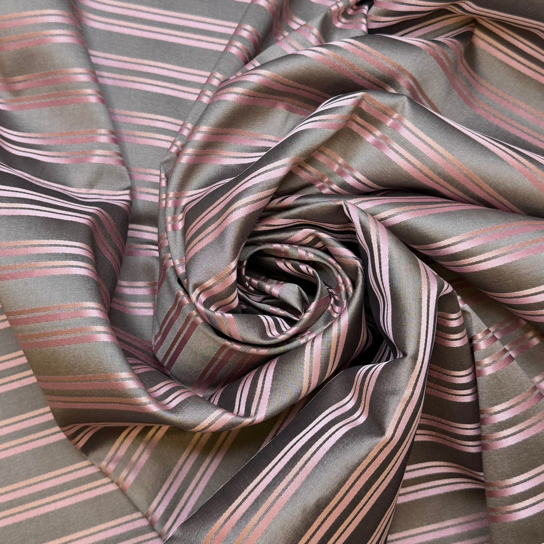 Hard Candy - Polyester Blend Woven - Grey/Pink Stripes - 1M Bundle - True Deadstock fabric Fabric by private - Sustainable Textile | FABCYCLE