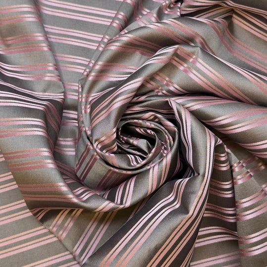 Hard Candy - Polyester Blend Woven - Grey/Pink Stripes - 1M Bundle - True Deadstock fabric Fabric by private - Sustainable Textile | FABCYCLE