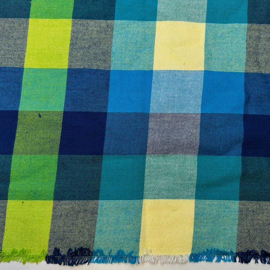 Harvest Patterns - Cotton Woven - Light Green/Blue Plaid - 1.7M Bundle - True Deadstock fabric Fabric by private - Sustainable Textile | FABCYCLE