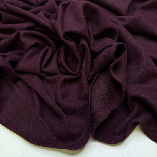 Hats Off To Ya - Felted Crepe Wool Blend Woven - Deep Eggplant - Bundles - True Deadstock fabric Fabric by private - Sustainable Textile | FABCYCLE