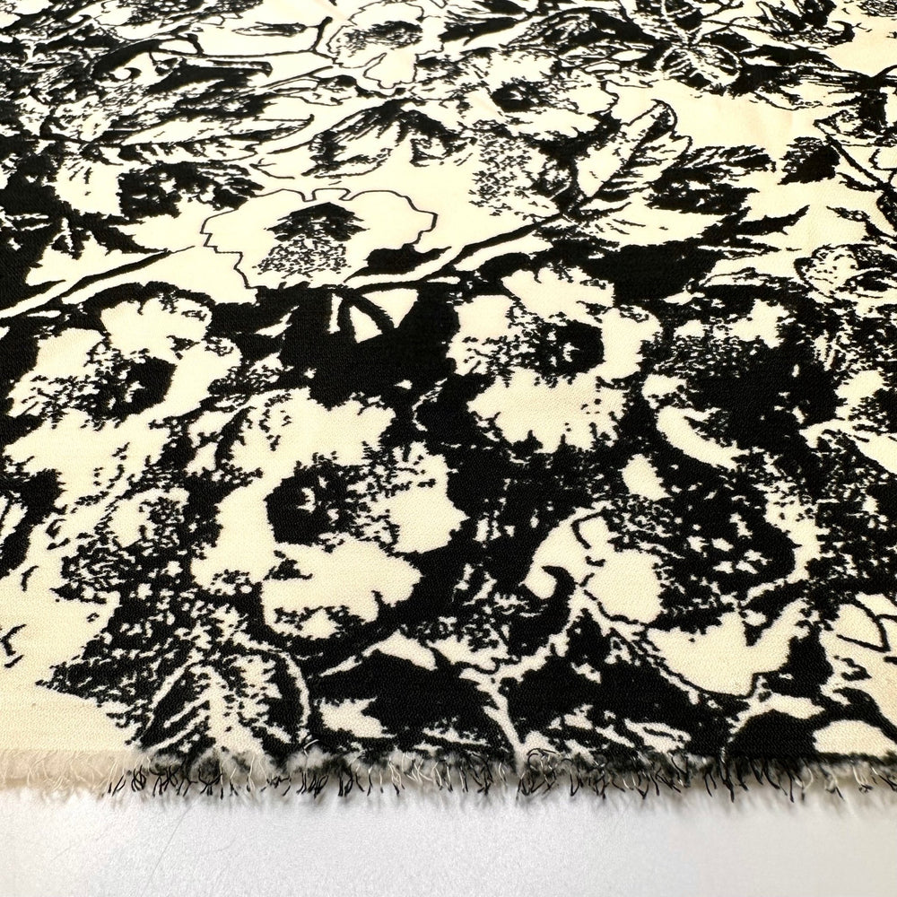 Haunted Garden - Poly Woven - Black/Cream Floral - 3M Bundle - True Deadstock fabric Fabric by private - Sustainable Textile | FABCYCLE