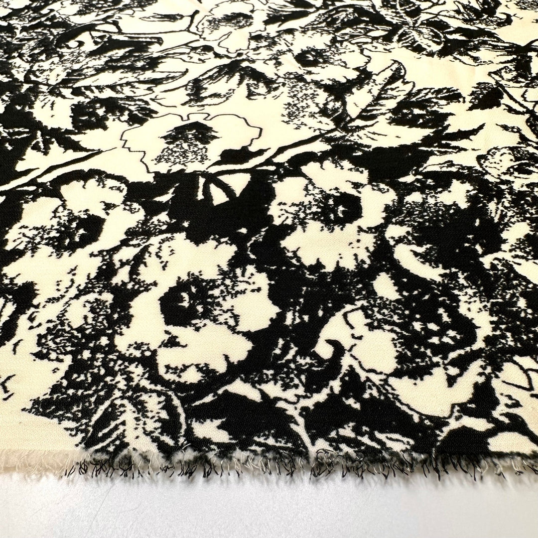 Haunted Garden - Poly Woven - Black/Cream Floral - 3M Bundle - True Deadstock fabric Fabric by private - Sustainable Textile | FABCYCLE