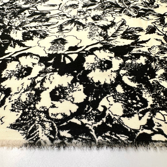 Haunted Garden - Poly Woven - Black/Cream Floral - 3M Bundle - True Deadstock fabric Fabric by private - Sustainable Textile | FABCYCLE