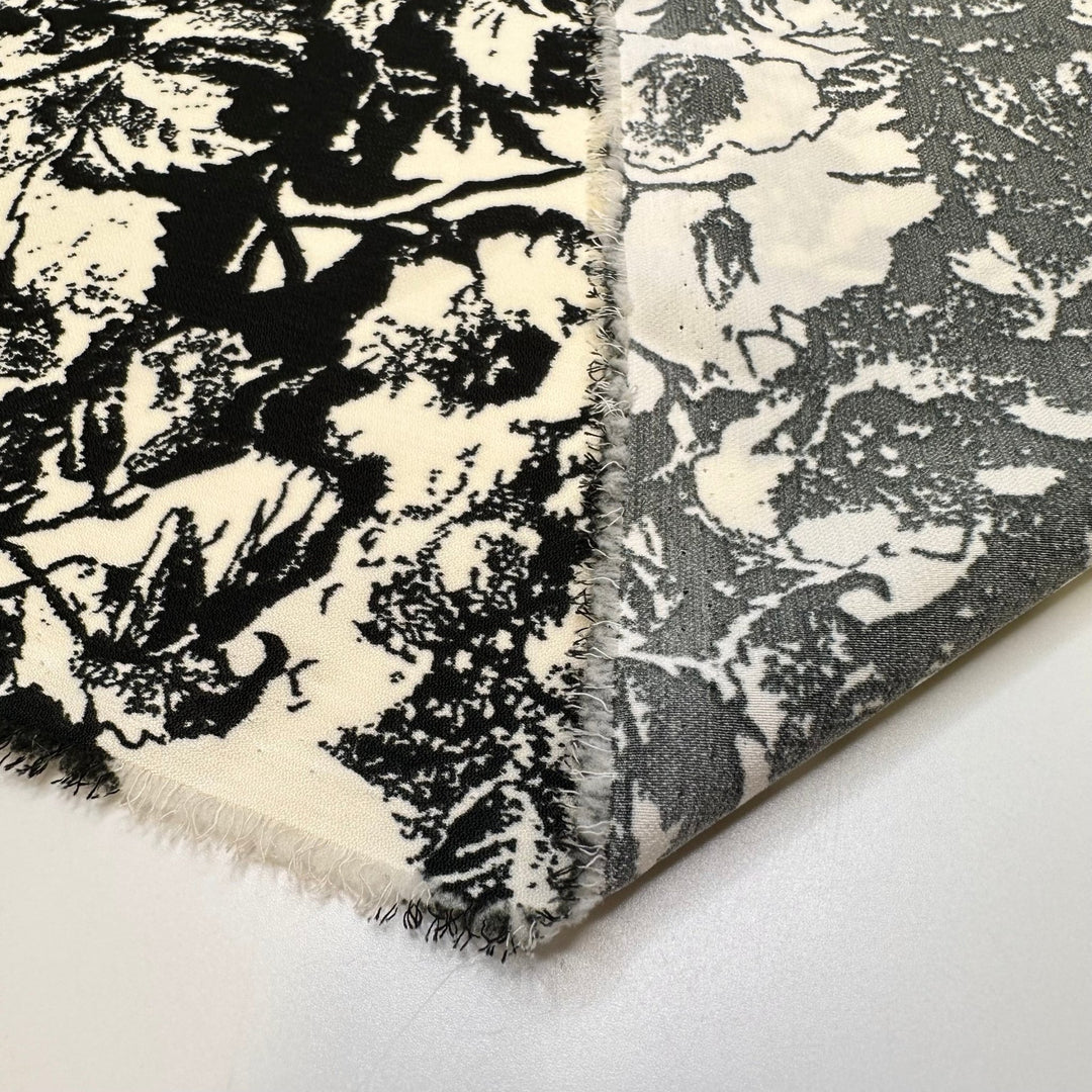 Haunted Garden - Poly Woven - Black/Cream Floral - 3M Bundle - True Deadstock fabric Fabric by private - Sustainable Textile | FABCYCLE