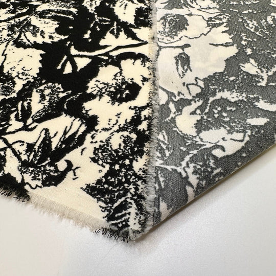Haunted Garden - Poly Woven - Black/Cream Floral - 3M Bundle - True Deadstock fabric Fabric by private - Sustainable Textile | FABCYCLE