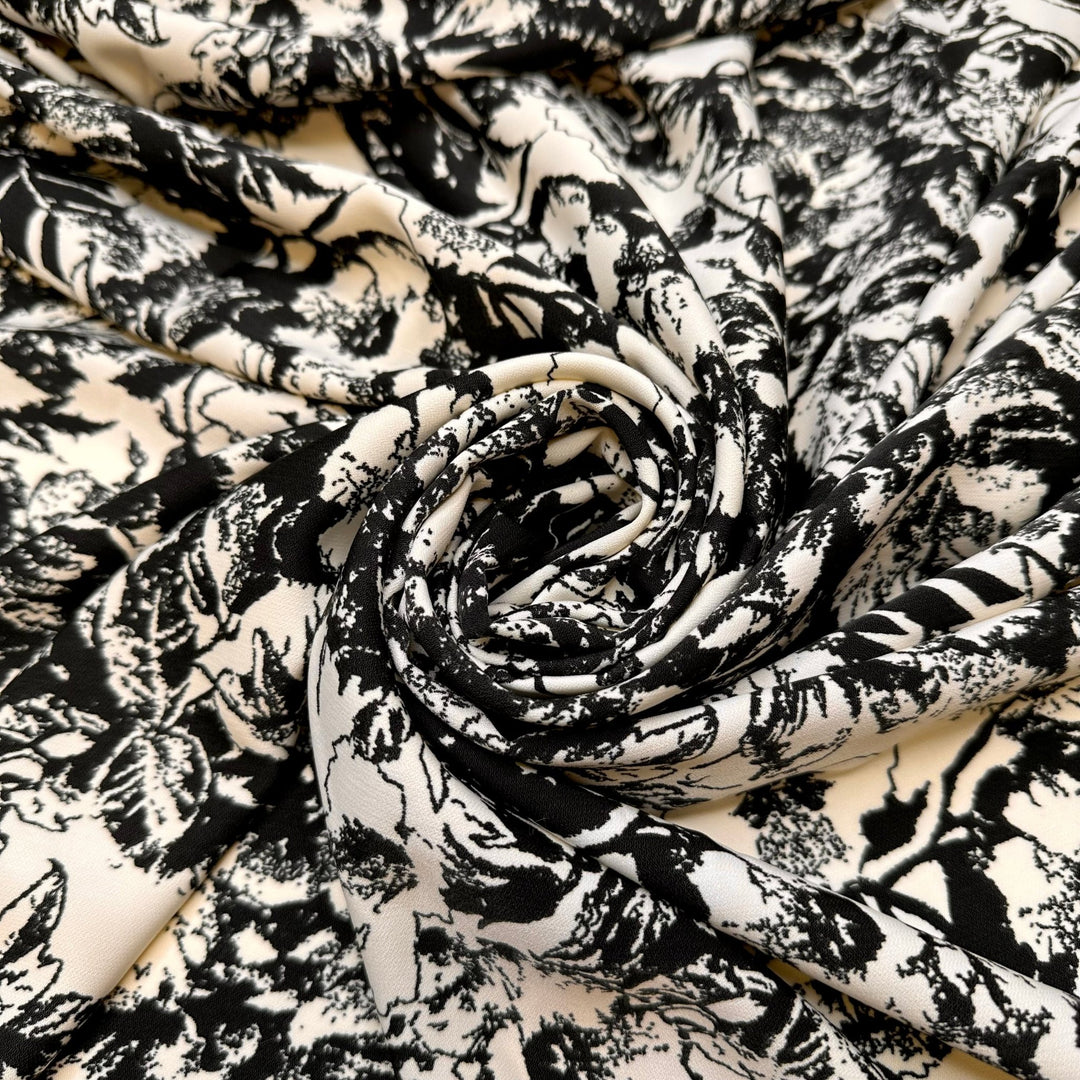 Haunted Garden - Poly Woven - Black/Cream Floral - 3M Bundle - True Deadstock fabric Fabric by private - Sustainable Textile | FABCYCLE