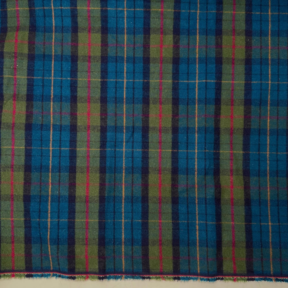Having To Cut Out So Many Pieces - Flanel Cotton Woven - Teal Plaid - 1.1M Bundle - True Deadstock fabric Fabric by private - Sustainable Textile | FABCYCLE