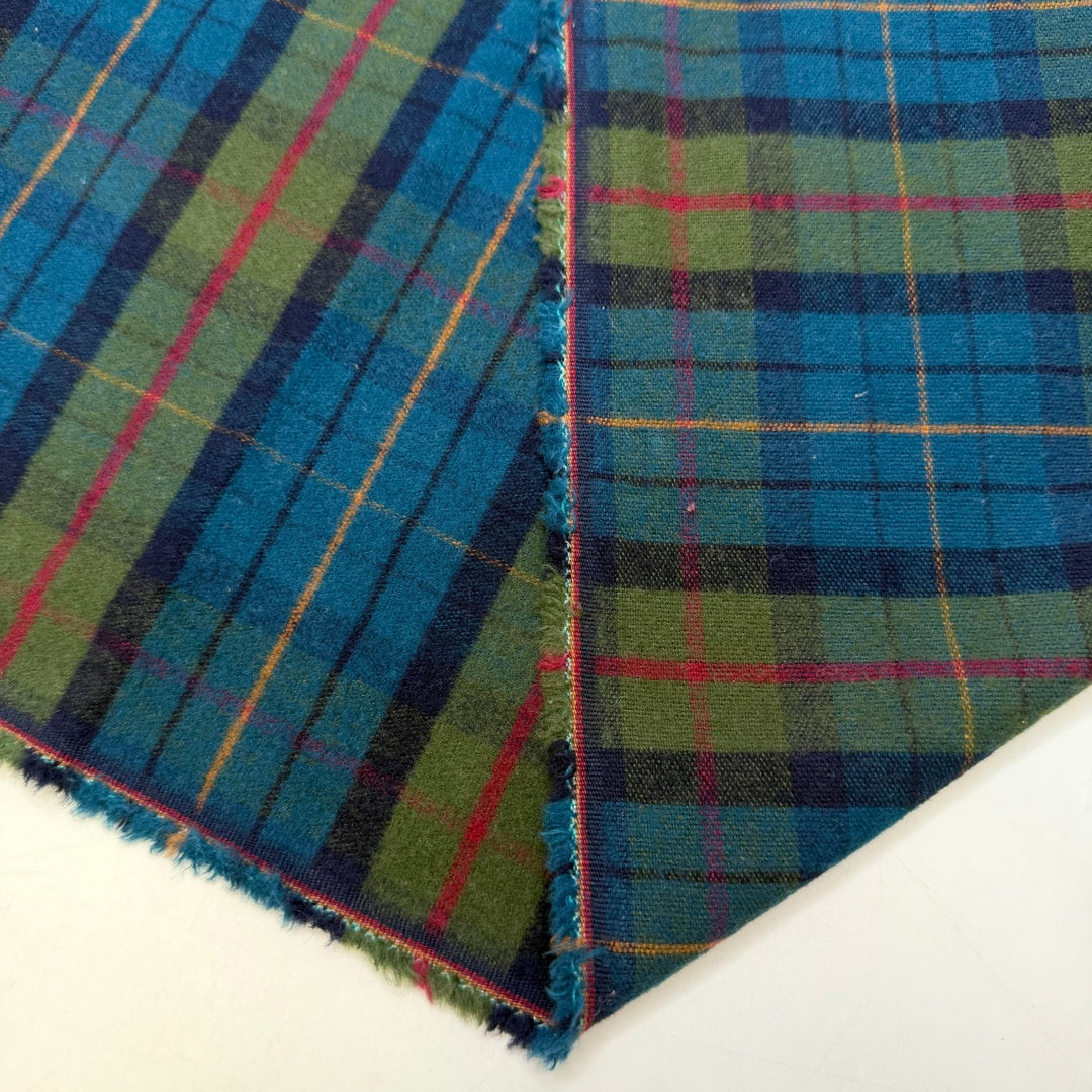 Having To Cut Out So Many Pieces - Flanel Cotton Woven - Teal Plaid - 1.1M Bundle - True Deadstock fabric Fabric by private - Sustainable Textile | FABCYCLE