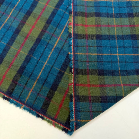 Having To Cut Out So Many Pieces - Flanel Cotton Woven - Teal Plaid - 1.1M Bundle - True Deadstock fabric Fabric by private - Sustainable Textile | FABCYCLE