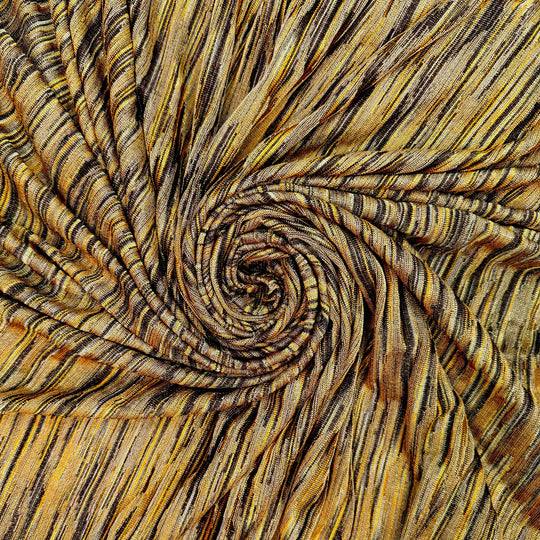 Heart Flutters - Metallic Polyester Blend Knit - Brown/Yellow Abstract - 1.4M Bundle - True Deadstock fabric Fabric by private - Sustainable Textile | FABCYCLE