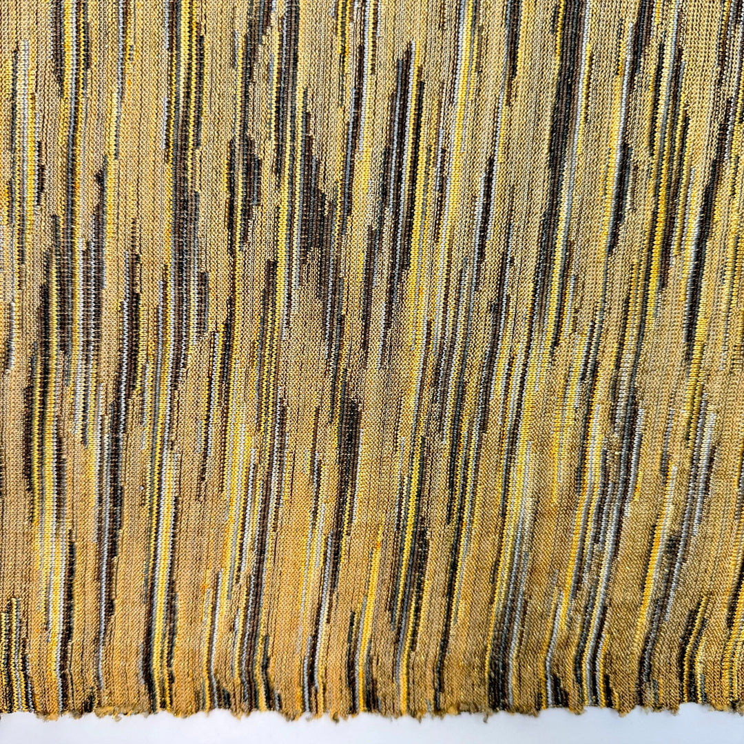 Heart Flutters - Metallic Polyester Blend Knit - Brown/Yellow Abstract - 1.4M Bundle - True Deadstock fabric Fabric by private - Sustainable Textile | FABCYCLE