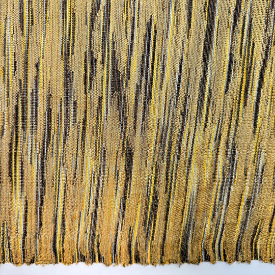 Heart Flutters - Metallic Polyester Blend Knit - Brown/Yellow Abstract - 1.4M Bundle - True Deadstock fabric Fabric by private - Sustainable Textile | FABCYCLE