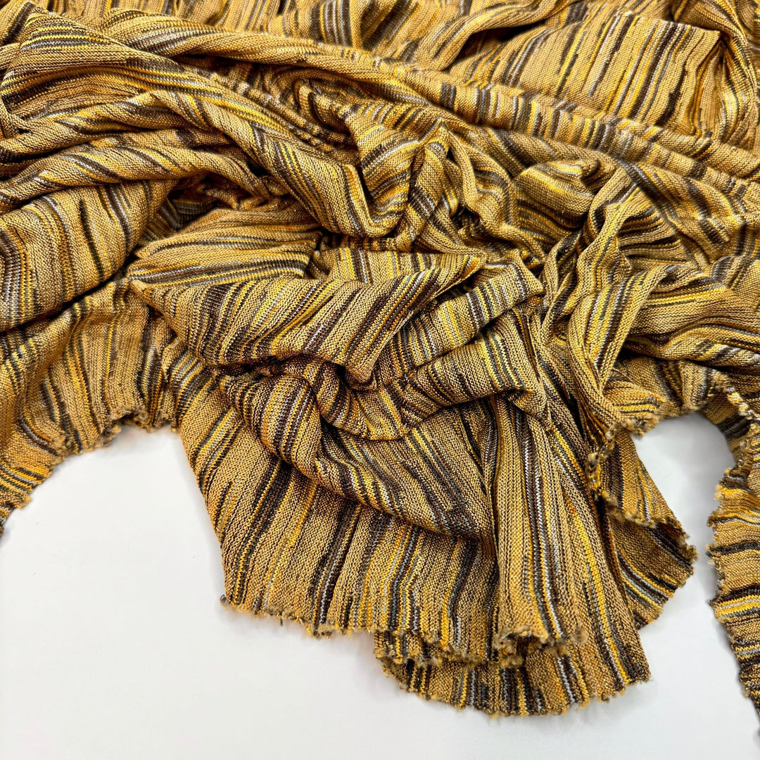 Heart Flutters - Metallic Polyester Blend Knit - Brown/Yellow Abstract - 1.4M Bundle - True Deadstock fabric Fabric by private - Sustainable Textile | FABCYCLE