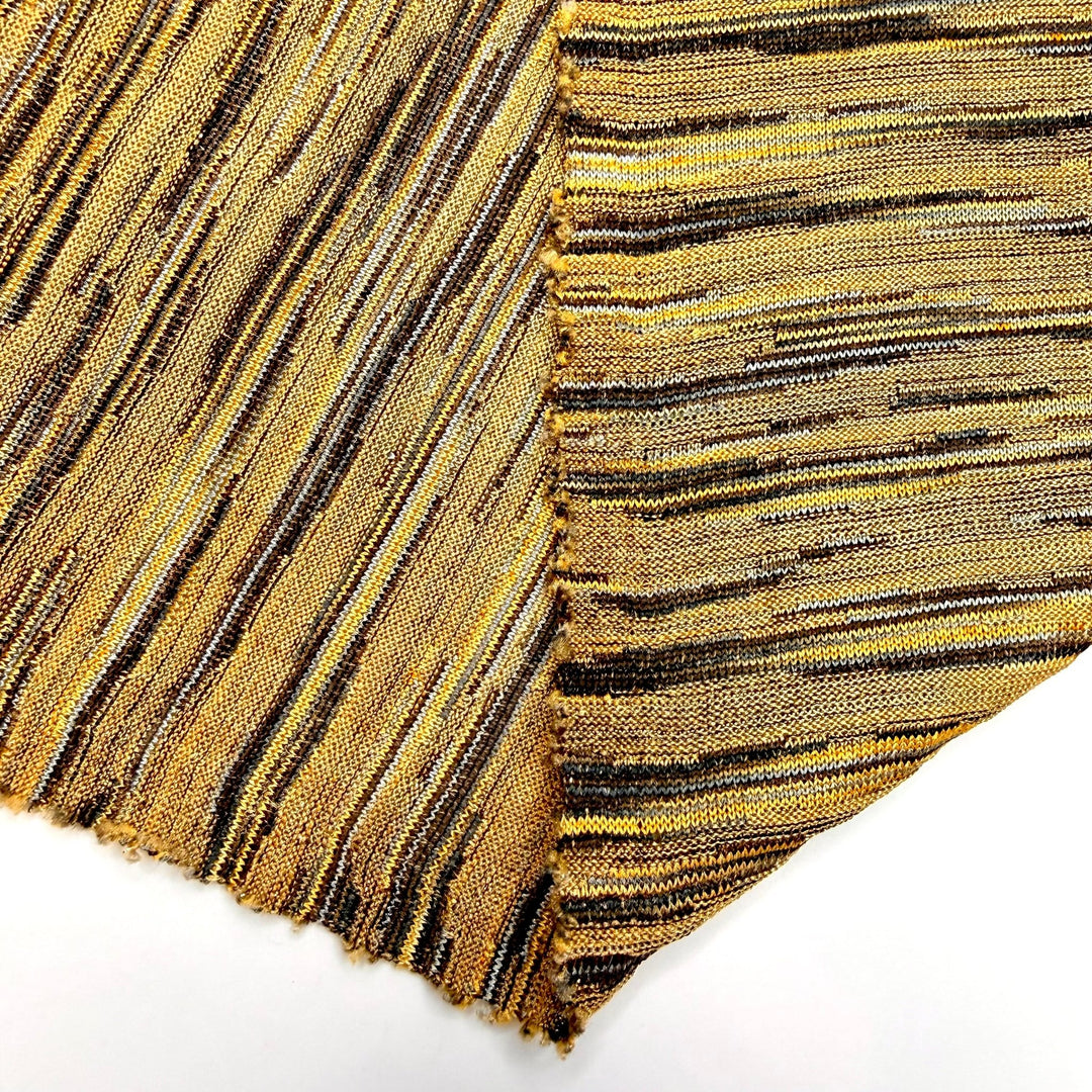 Heart Flutters - Metallic Polyester Blend Knit - Brown/Yellow Abstract - 1.4M Bundle - True Deadstock fabric Fabric by private - Sustainable Textile | FABCYCLE