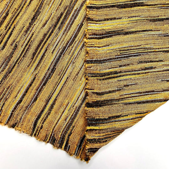 Heart Flutters - Metallic Polyester Blend Knit - Brown/Yellow Abstract - 1.4M Bundle - True Deadstock fabric Fabric by private - Sustainable Textile | FABCYCLE