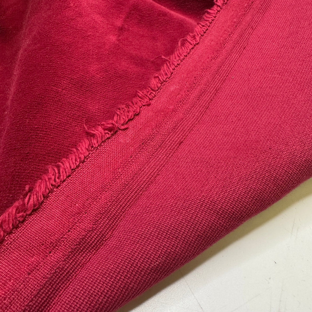 Heavy Heavy Drapes - Vintage Velvet Cotton Woven - Red - 1.9M Bundle - True Deadstock fabric Fabric by private - Sustainable Textile | FABCYCLE