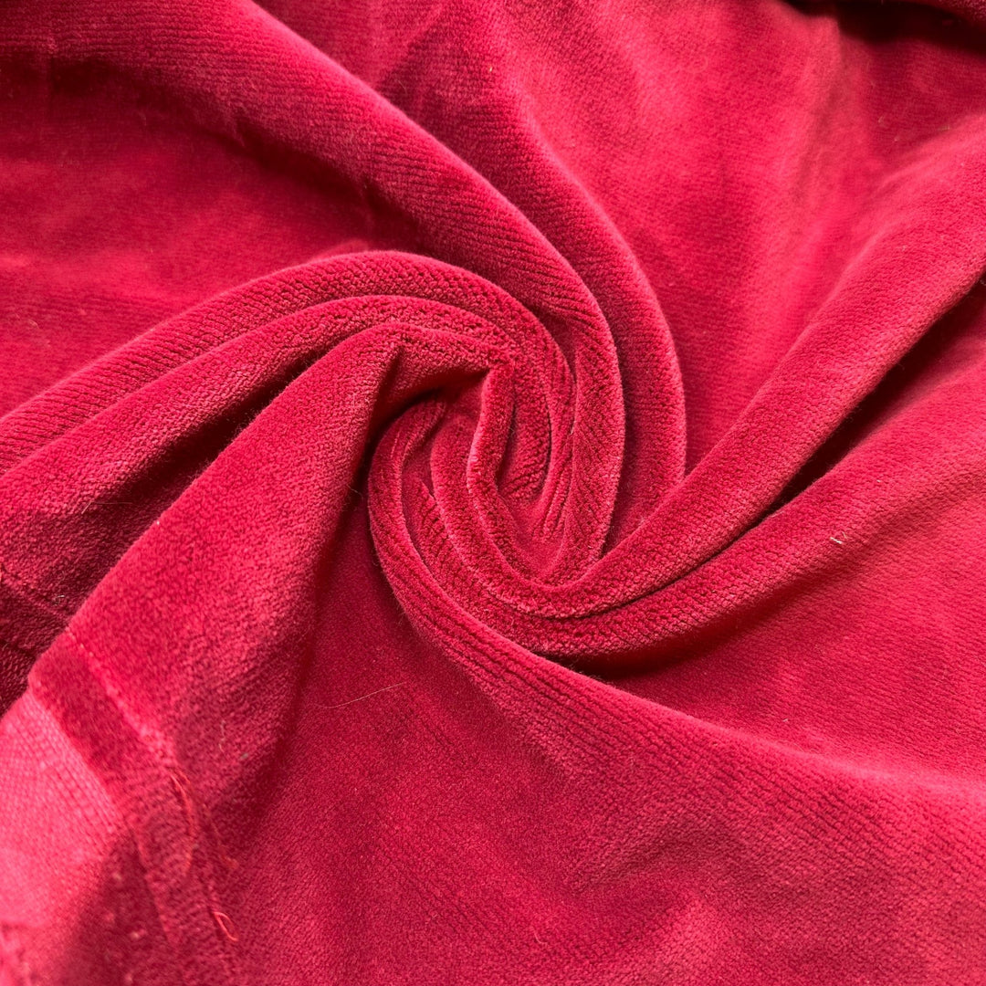 Heavy Heavy Drapes - Vintage Velvet Cotton Woven - Red - 1.9M Bundle - True Deadstock fabric Fabric by private - Sustainable Textile | FABCYCLE