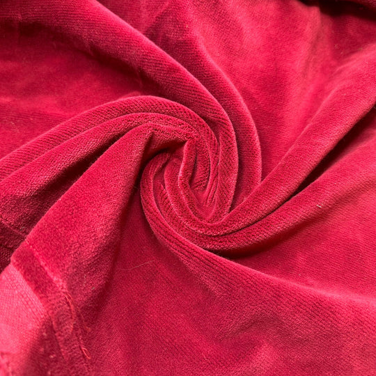 Heavy Heavy Drapes - Vintage Velvet Cotton Woven - Red - 1.9M Bundle - True Deadstock fabric Fabric by private - Sustainable Textile | FABCYCLE