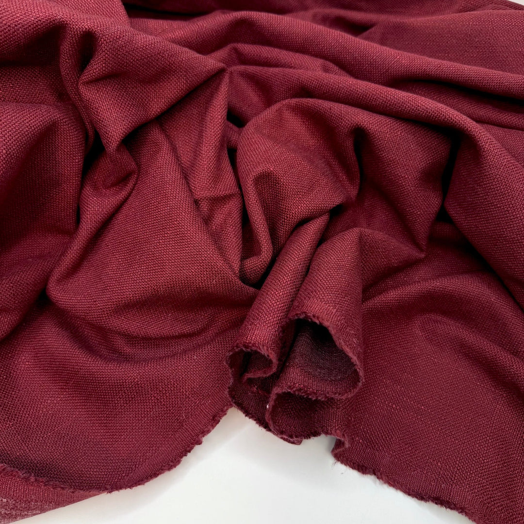 Heavy Vintage Furniture - Fire Retardent Cotton Woven - Burgundy - 1.8M Bundle - True Deadstock fabric Fabric by private - Sustainable Textile | FABCYCLE