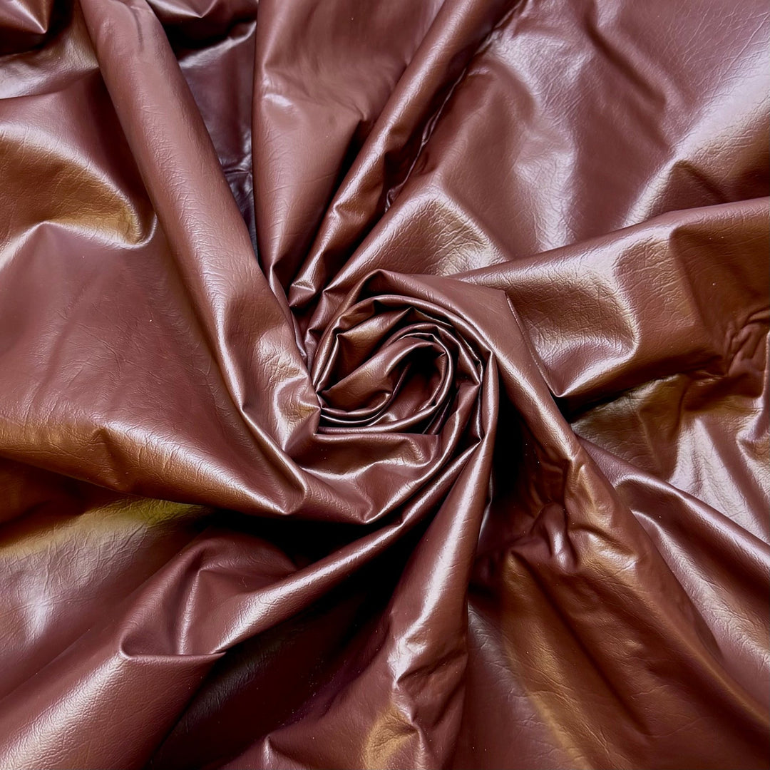 Hercules - Water Resistant Pleather Polyester Backing PU Knit - Brown - 1M Bundle - True Deadstock fabric Fabric by private - Sustainable Textile | FABCYCLE