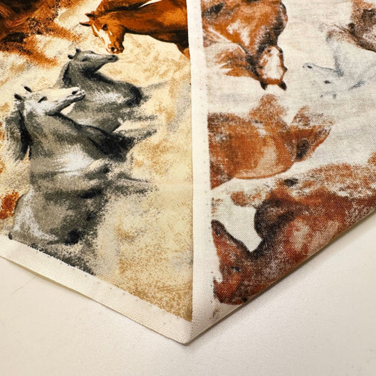 Herd Mentality - Cotton Woven - Cream/Brown Horses - 1M Bundle - True Deadstock fabric Fabric by private - Sustainable Textile | FABCYCLE