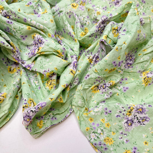 Here I Go Quilting Again - Cotton Woven - Light Green Multi Floral - 3.7M Bundle - True Deadstock fabric Fabric by private - Sustainable Textile | FABCYCLE