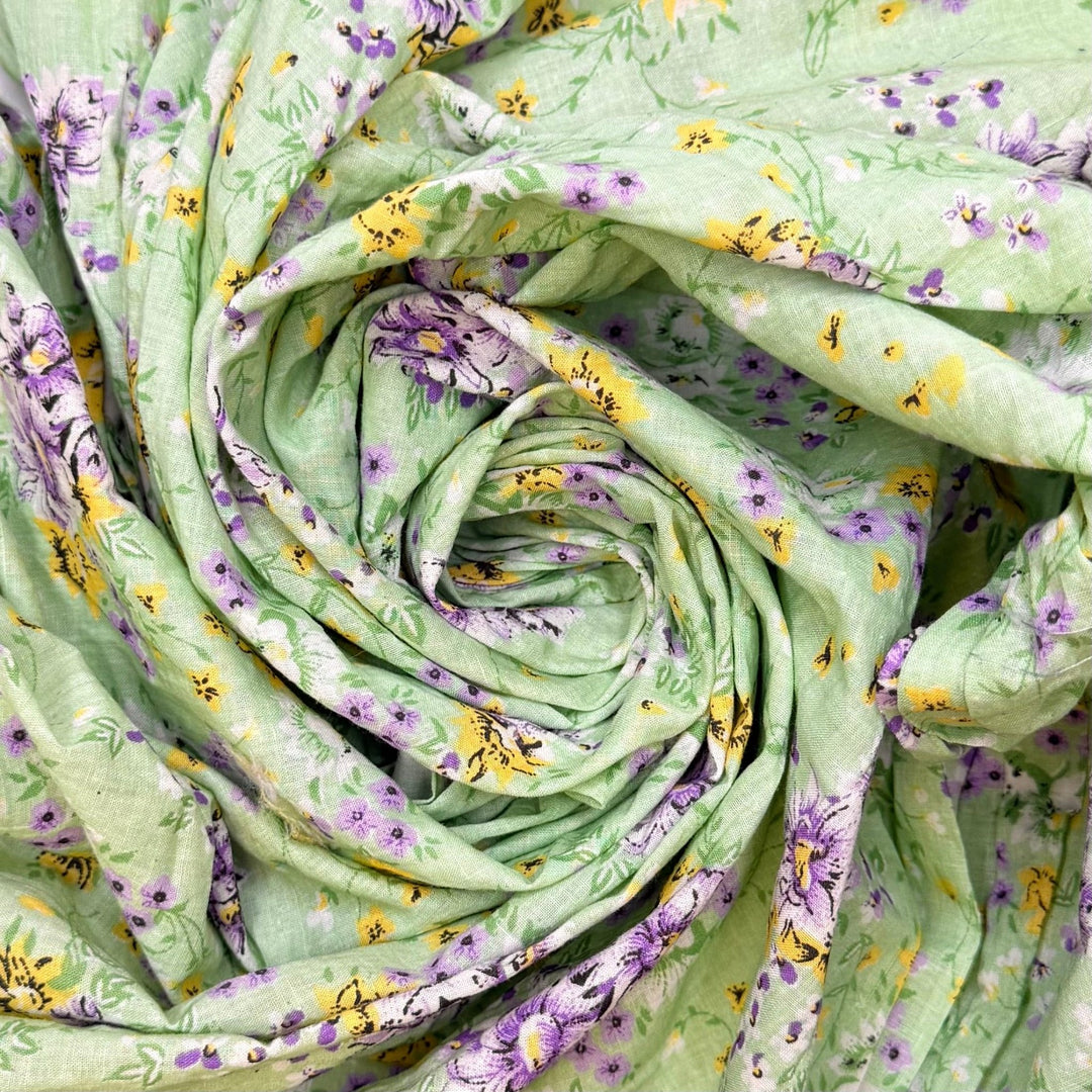 Here I Go Quilting Again - Cotton Woven - Light Green Multi Floral - 3.7M Bundle - True Deadstock fabric Fabric by private - Sustainable Textile | FABCYCLE