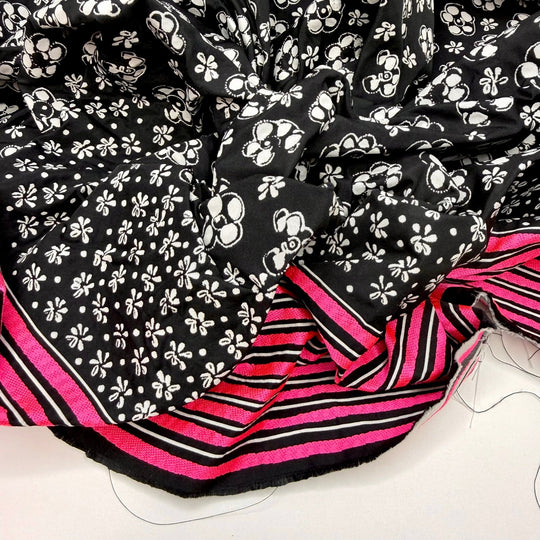 Here In The Garden - Double Cloth Weave Poly Woven - Black/Pink Floral - 0.8M Bundle - True Deadstock fabric Fabric by private - Sustainable Textile | FABCYCLE