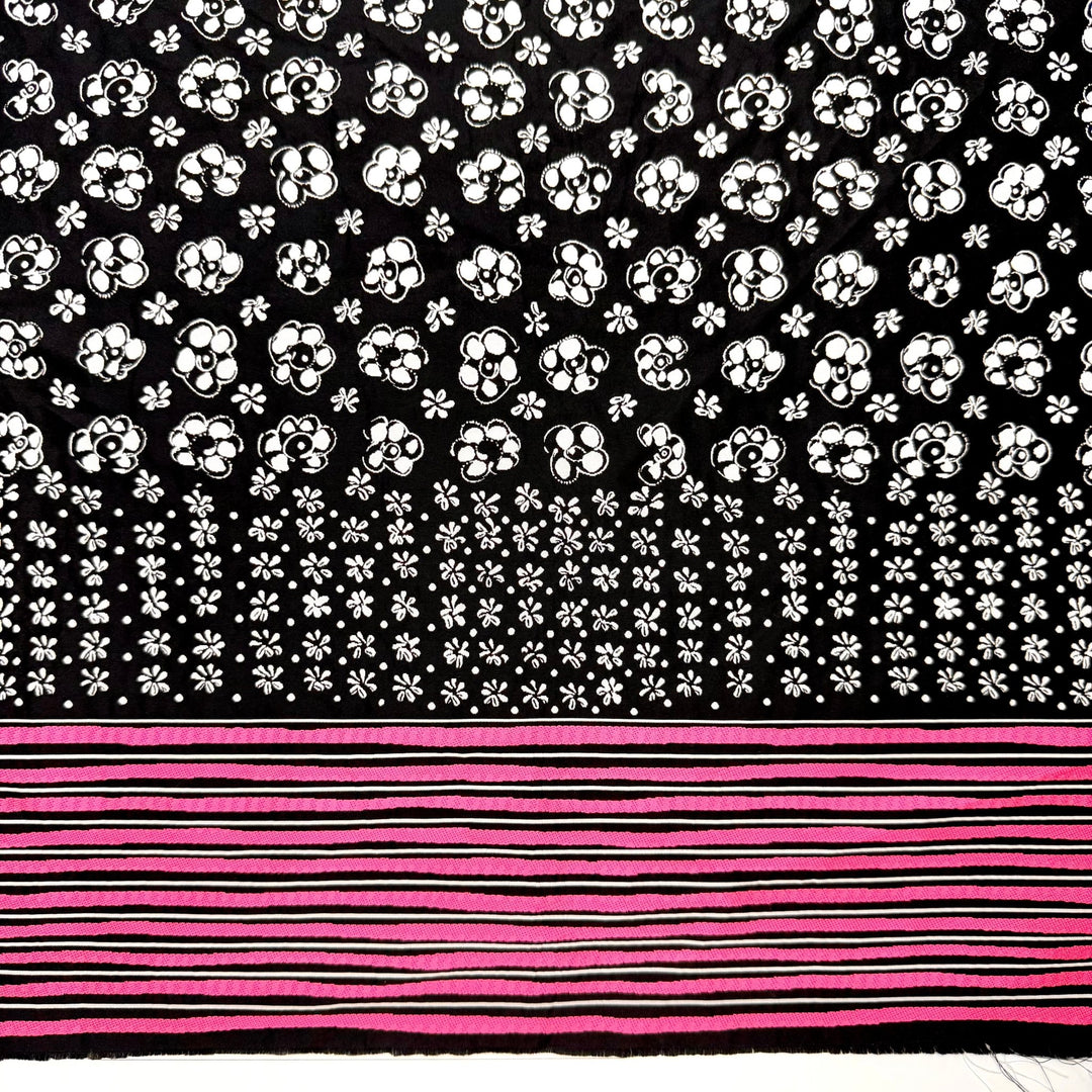 Here In The Garden - Double Cloth Weave Poly Woven - Black/Pink Floral - 0.8M Bundle - True Deadstock fabric Fabric by private - Sustainable Textile | FABCYCLE
