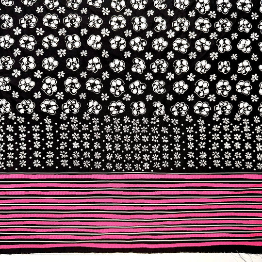 Here In The Garden - Double Cloth Weave Poly Woven - Black/Pink Floral - 0.8M Bundle - True Deadstock fabric Fabric by private - Sustainable Textile | FABCYCLE