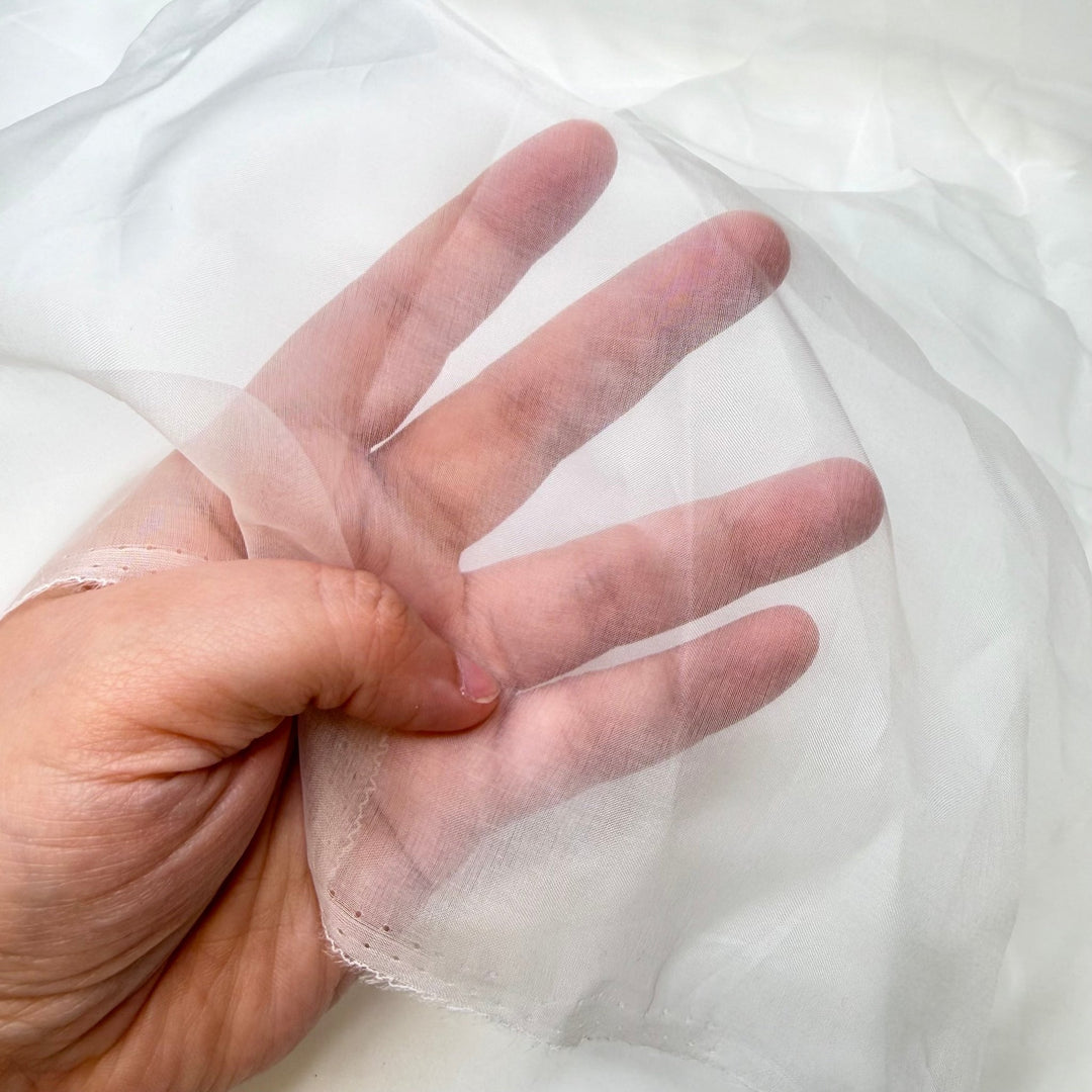 Herkimer Diamond - Organza Silk Woven - White - 1.7M Bundle - True Deadstock fabric Fabric by private - Sustainable Textile | FABCYCLE