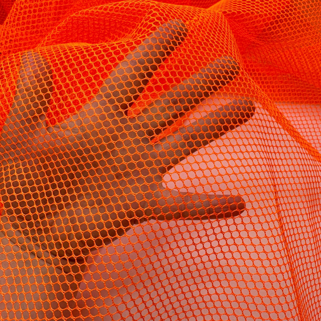 Hi Vis Pedestrian - Mesh Poly Knit - Neon Orange - 1M Bundle - True Deadstock fabric Fabric by private - Sustainable Textile | FABCYCLE