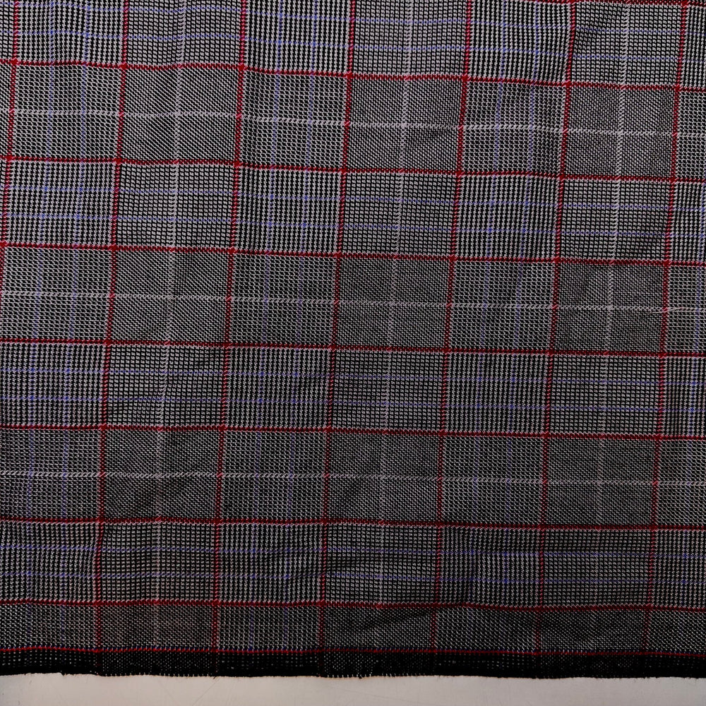 Hockey Player - Wool Woven - Grey/Red Plaid - 1.25M Bundle - True Deadstock fabric Fabric by private - Sustainable Textile | FABCYCLE