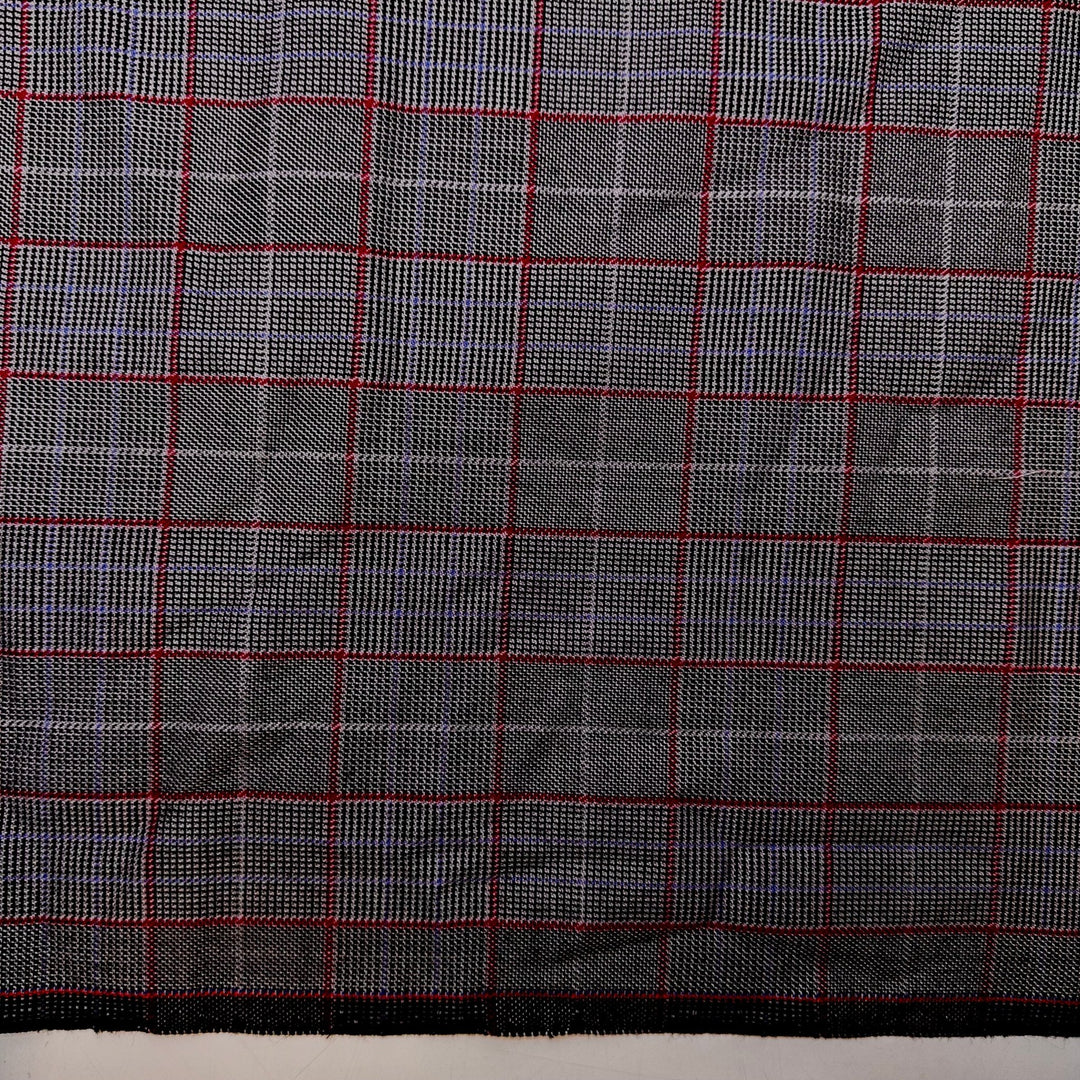 Hockey Player - Wool Woven - Grey/Red Plaid - 1.25M Bundle - True Deadstock fabric Fabric by private - Sustainable Textile | FABCYCLE