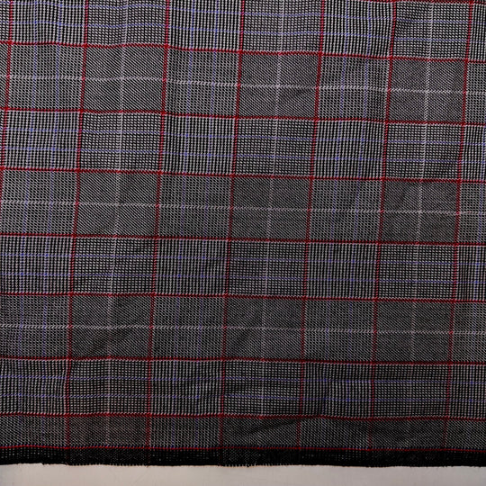 Hockey Player - Wool Woven - Grey/Red Plaid - 1.25M Bundle - True Deadstock fabric Fabric by private - Sustainable Textile | FABCYCLE