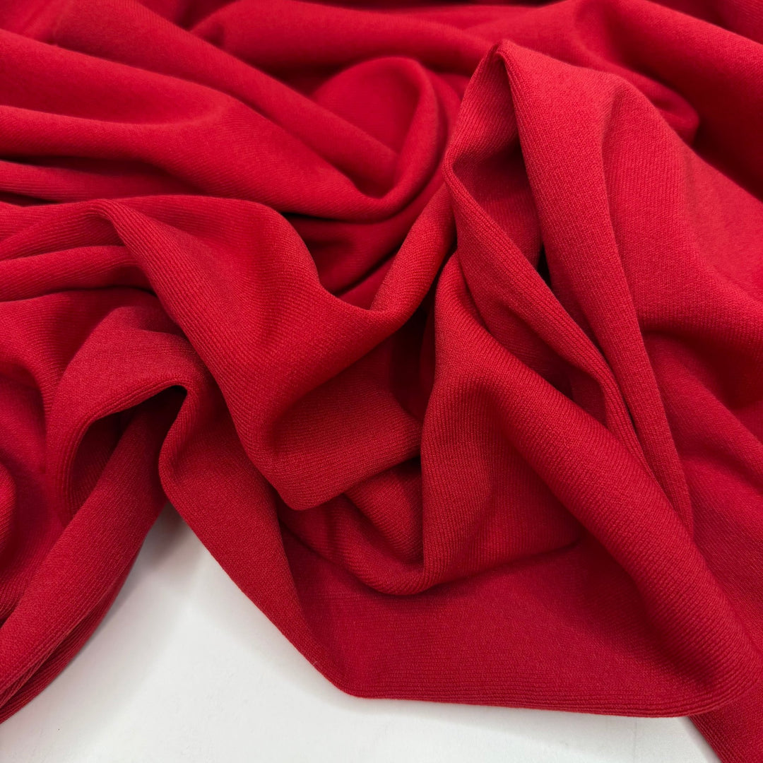 Holding Your Breath Underwater - Tubular Rib Knit Polyester Blend Knit - Red - 2M Bundle - True Deadstock fabric Fabric by private - Sustainable Textile | FABCYCLE