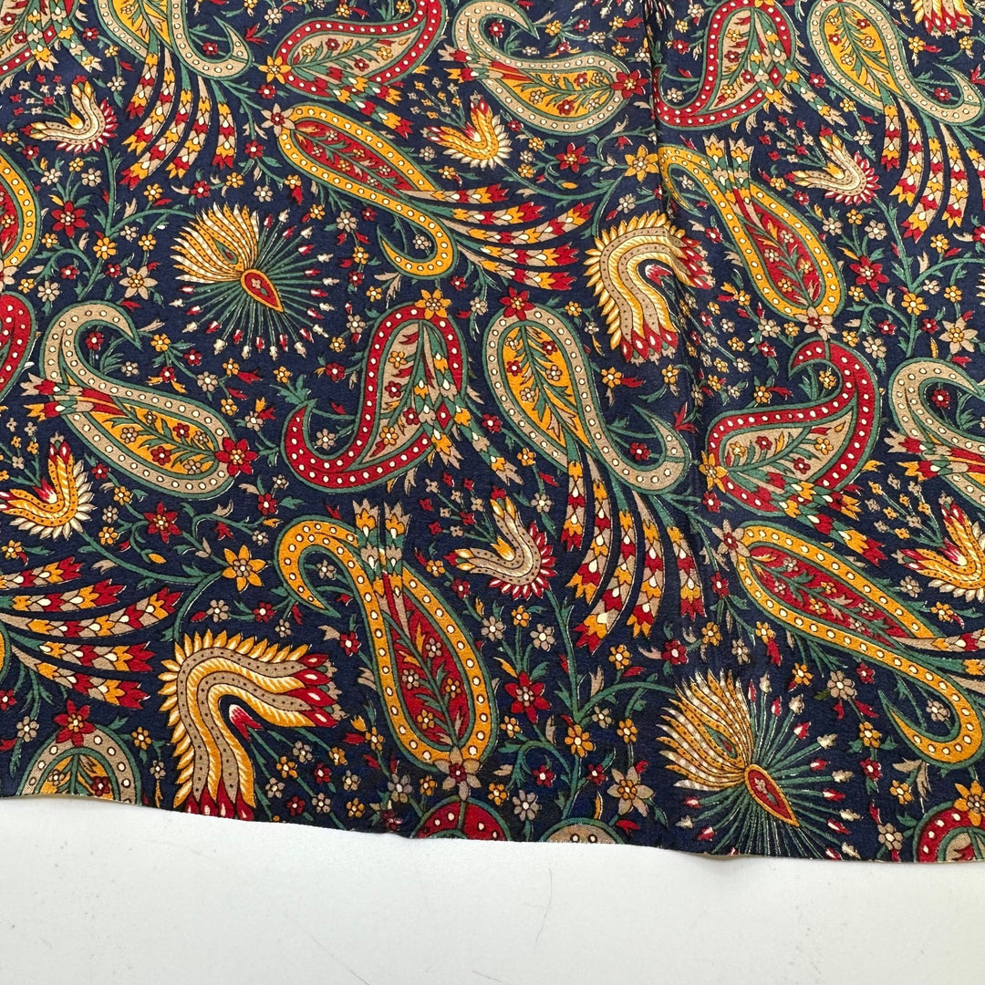 Holiday Candles - Satin Silk Woven - Navy Multi Paisley - 1.15M Bundle - True Deadstock fabric Fabric by private - Sustainable Textile | FABCYCLE