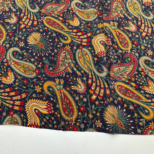 Holiday Candles - Satin Silk Woven - Navy Multi Paisley - 1.15M Bundle - True Deadstock fabric Fabric by private - Sustainable Textile | FABCYCLE