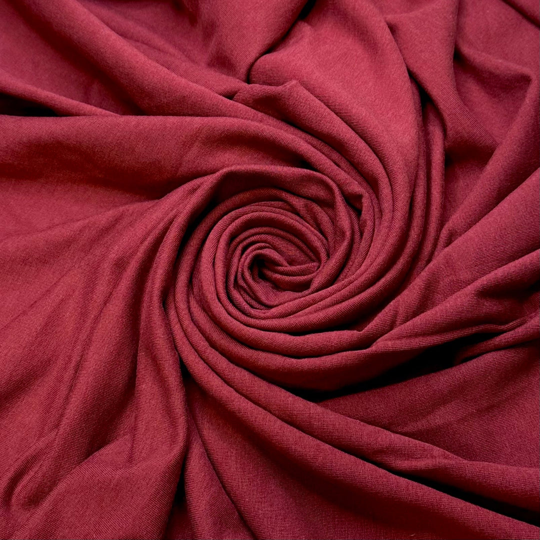 Holly Berries - French Terry Cotton/Bamboo Knit - Light Burgundy - 1M Bundle - True Deadstock fabric Fabric by private - Sustainable Textile | FABCYCLE