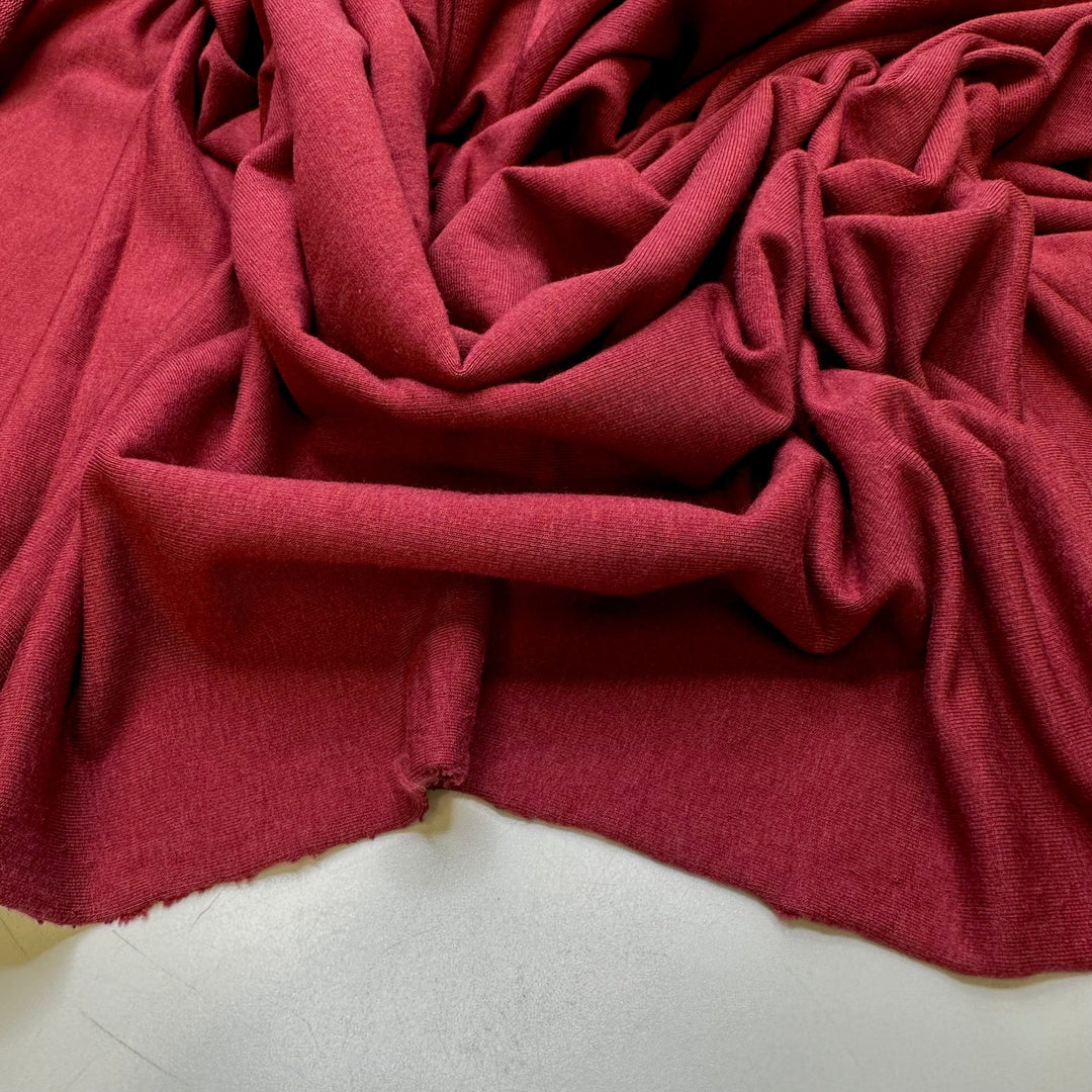 Holly Berries - French Terry Cotton/Bamboo Knit - Light Burgundy - 1M Bundle - True Deadstock fabric Fabric by private - Sustainable Textile | FABCYCLE