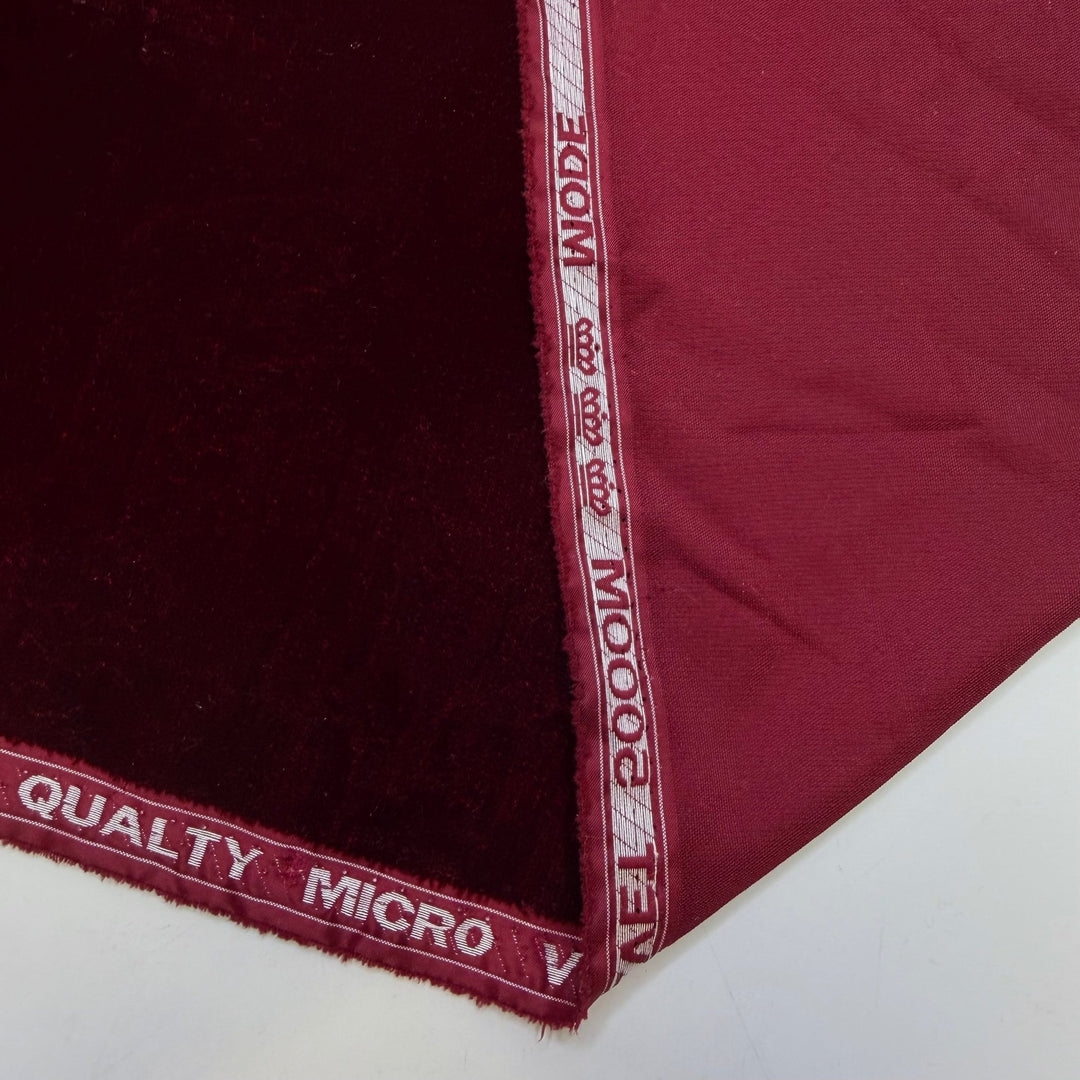 Homegrown Luxury - Vintage Velvet Poly Woven - Dark Red - 1M Bundle - True Deadstock fabric Fabric by private - Sustainable Textile | FABCYCLE