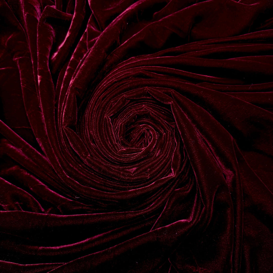 Homegrown Luxury - Vintage Velvet Poly Woven - Dark Red - 1M Bundle - True Deadstock fabric Fabric by private - Sustainable Textile | FABCYCLE
